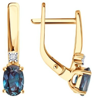 Серьги Diamant 51-220-02339-1 вес 2.41 г золото, александрит купить,562516