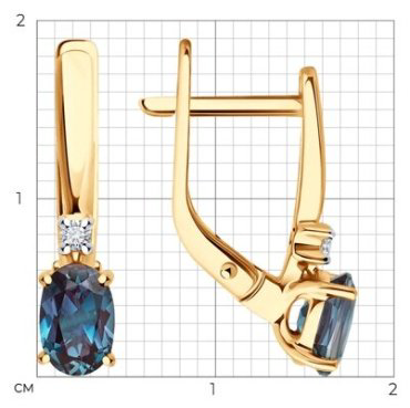 Серьги Diamant 51-220-02339-1 вес 2.41 г золото, александрит купить,562516