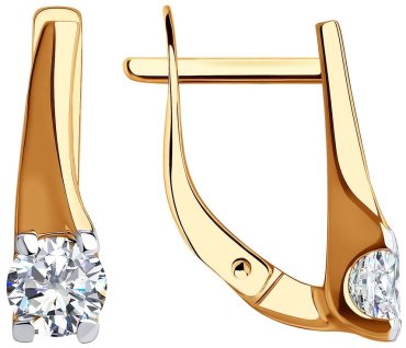 Серьги Diamant 51-120-00943-1 вес 2.4 г золото, фианит купить,256356