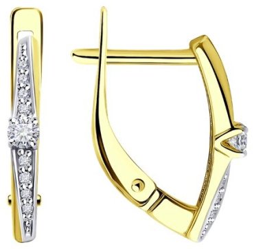 Серьги Diamant 53-220-01970-1 вес 1.81 г золото, бриллиант купить,556398