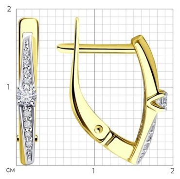 Серьги Diamant 53-220-01970-1 вес 1.81 г золото, бриллиант купить,556398