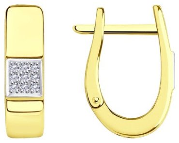 Серьги Diamant 53-220-01461-1 вес 2.29 г золото, бриллиант купить,456397