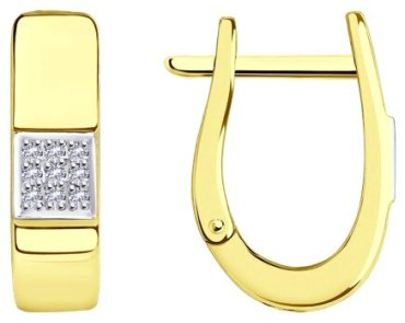 Серьги Diamant 53-220-01461-1 вес 2.29 г золото, бриллиант купить,456397