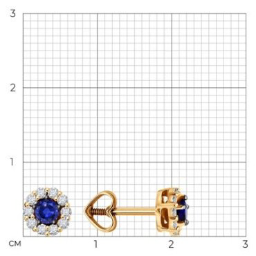 Пусеты Diamant 51-222-01768-4 вес 1.29 г золото, сапфир купить,454173