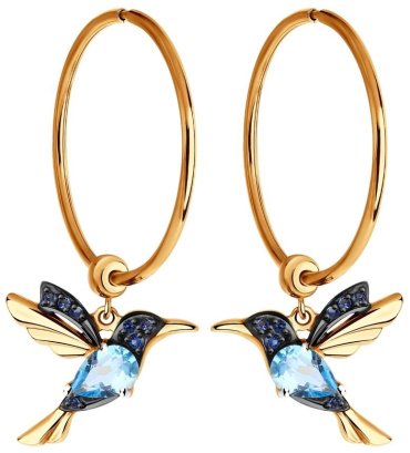 Конго SOKOLOV 725377 вес 3 г золото, фианит, топаз Swarovski купить,256454