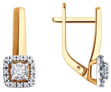 Серьги Diamant 51-220-02466-1 вес 2.84 г золото, бриллиант купить,1085627