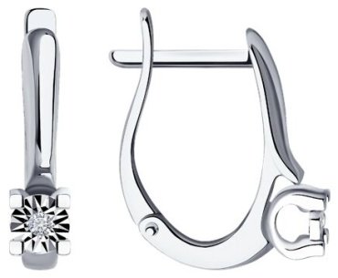 Серьги Diamant 52-220-01440-1 вес 2.56 г золото, бриллиант купить,499633