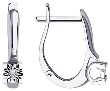 Серьги Diamant 52-220-01440-1 вес 2.56 г золото, бриллиант купить,499633