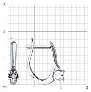 Серьги Diamant 52-220-01440-1 вес 2.56 г золото, бриллиант купить,499633