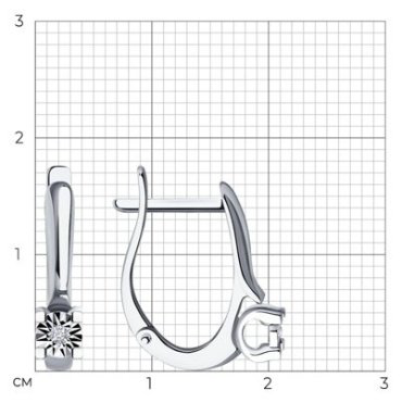 Серьги Diamant 52-220-01440-1 вес 2.56 г золото, бриллиант купить,499633
