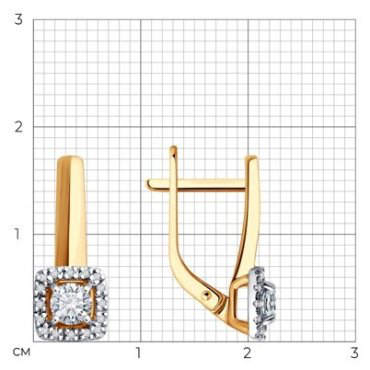Серьги Diamant 51-220-02466-1 вес 2.84 г золото, бриллиант купить,1085627