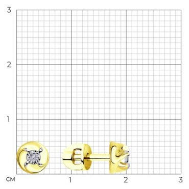 Пусеты SOKOLOV 1021310-2 вес 1.9 г золото, бриллиант купить,365613