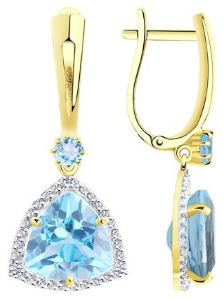 Серьги Diamant 53-321-00865-1 вес 5.55 г золото, топаз купить,407378