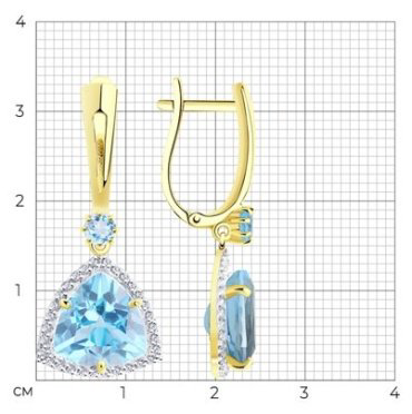 Серьги Diamant 53-321-00865-1 вес 5.55 г золото, топаз купить,407378