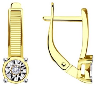 Серьги Diamant 53-120-01570-1 вес 3.19 г золото, фианит купить,257367