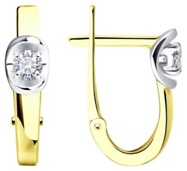 Серьги Diamant 53-220-01498-1 вес 2.07 г золото, бриллиант купить,497864