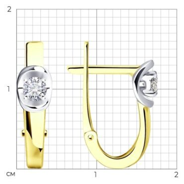 Серьги Diamant 53-220-01498-1 вес 2.07 г золото, бриллиант купить,497864
