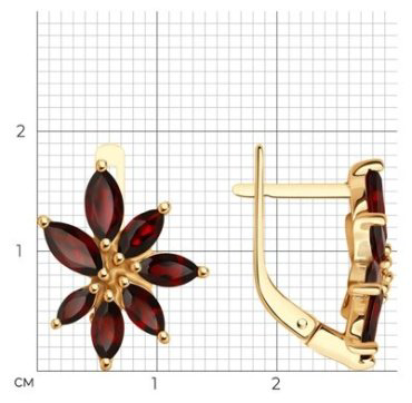 Серьги Diamant 51-320-02507-2 вес 3.98 г золото, гранат купить,298863