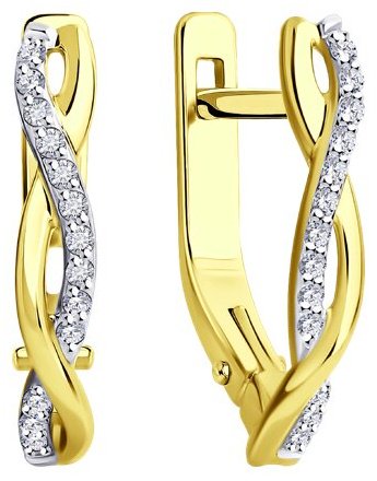 Серьги Diamant 53-220-01893-1 вес 1.95 г золото, бриллиант купить,435738