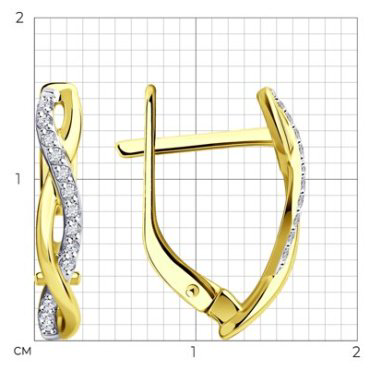 Серьги Diamant 53-220-01893-1 вес 1.95 г золото, бриллиант купить,435738
