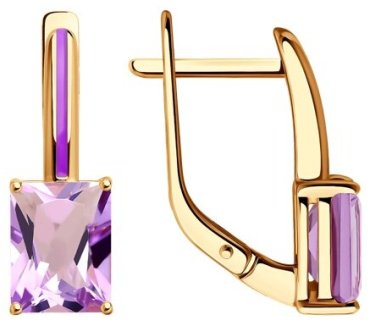 Серьги Diamant 51-320-02171-3 вес 3.44 г золото, аметист, эмаль купить,262627