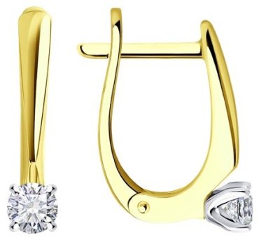 Серьги Diamant 53-220-01674-1 вес 2.37 г золото, бриллиант купить,NaN