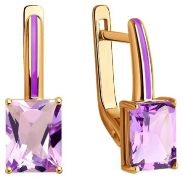 Серьги Diamant 51-320-02171-3 вес 3.44 г золото, аметист, эмаль купить,262627