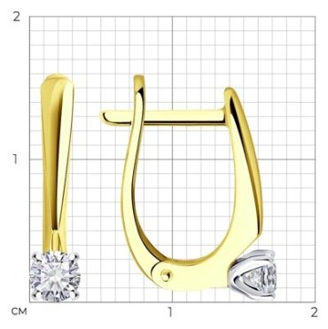 Серьги Diamant 53-220-01674-1 вес 2.37 г золото, бриллиант купить,NaN