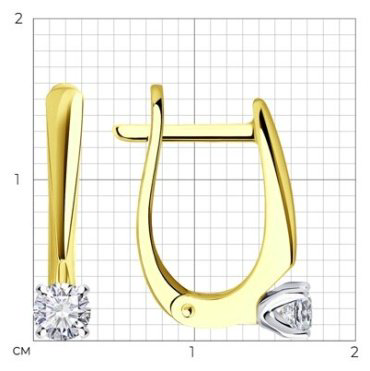 Серьги Diamant 53-220-01674-1 вес 2.37 г золото, бриллиант купить,NaN