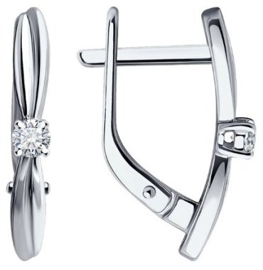 Серьги Diamant 52-220-01980-1 вес 2.47 г золото, бриллиант купить,453506