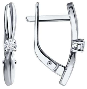 Серьги Diamant 52-220-01980-1 вес 2.47 г золото, бриллиант купить,453506