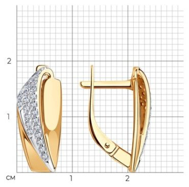 Серьги Diamant 51-120-00956-1 вес 3.08 г золото, фианит купить,230873
