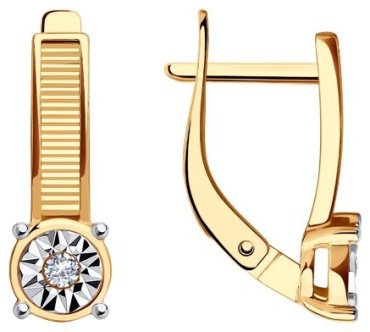 Серьги Diamant 51-120-01570-1 вес 3.2 г золото, фианит купить,237869
