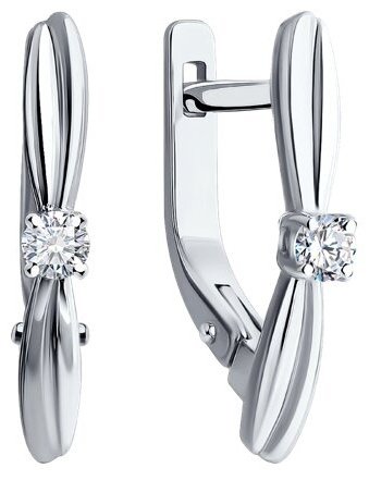 Серьги Diamant 52-220-01980-1 вес 2.47 г золото, бриллиант купить,453506
