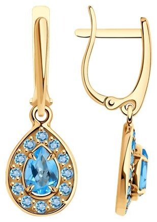 Серьги Diamant 51-321-01959-1 вес 2.9 г золото, топаз купить,275855