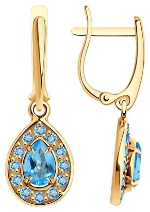 Серьги Diamant 51-321-01959-1 вес 2.9 г золото, топаз купить,275855