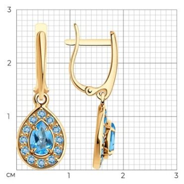 Серьги Diamant 51-321-01959-1 вес 2.9 г золото, топаз купить,275855