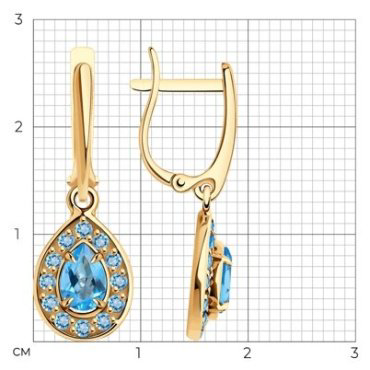 Серьги Diamant 51-321-01959-1 вес 2.9 г золото, топаз купить,275855