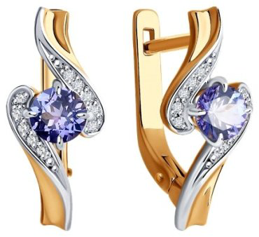 Серьги Diamant 51-220-01808-1 вес 3.28 г золото, танзанит купить,608285