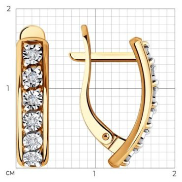 Серьги Diamant 51-220-00798-1 вес 3.06 г золото, бриллиант купить,539281