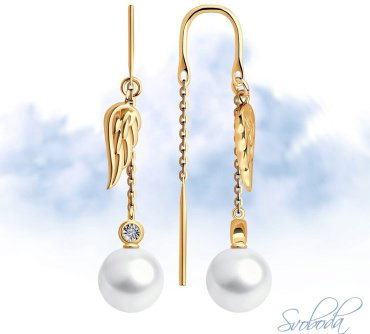 Серьги-цепочки SOKOLOV 79-20070 вес 3.84 г золото, бриллиант, жемчуг купить,251058