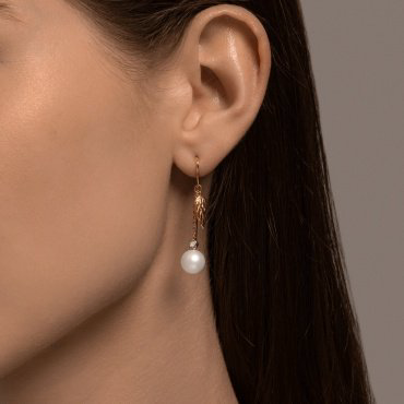 Серьги-цепочки SOKOLOV 79-20070 вес 3.84 г золото, бриллиант, жемчуг купить,251058