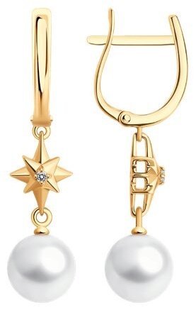 Серьги SOKOLOV 79-20072 вес 3.47 г золото, бриллиант, жемчуг купить,NaN