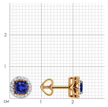 Пусеты Diamant 51-222-01772-4 вес 1.62 г золото, сапфир купить,382936