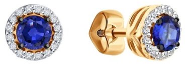 Пусеты Diamant 51-222-01772-4 вес 1.62 г золото, сапфир купить,382936