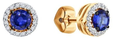 Пусеты Diamant 51-222-01772-4 вес 1.62 г золото, сапфир купить,382936