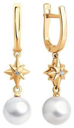 Серьги SOKOLOV 79-20072 вес 3.47 г золото, бриллиант, жемчуг купить,NaN