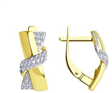 Серьги Diamant 53-120-00942-1 вес 2.92 г золото, фианит купить,329875