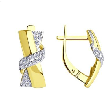 Серьги Diamant 53-120-00942-1 вес 2.92 г золото, фианит купить,329875