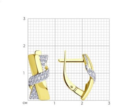 Серьги Diamant 53-120-00942-1 вес 2.92 г золото, фианит купить,329875